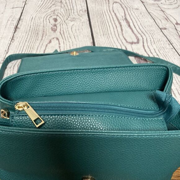 Crossi Green Bow Shoulder Bag Top Handle Adjustable Strap Chic Faux Leather - Picture 10 of 13